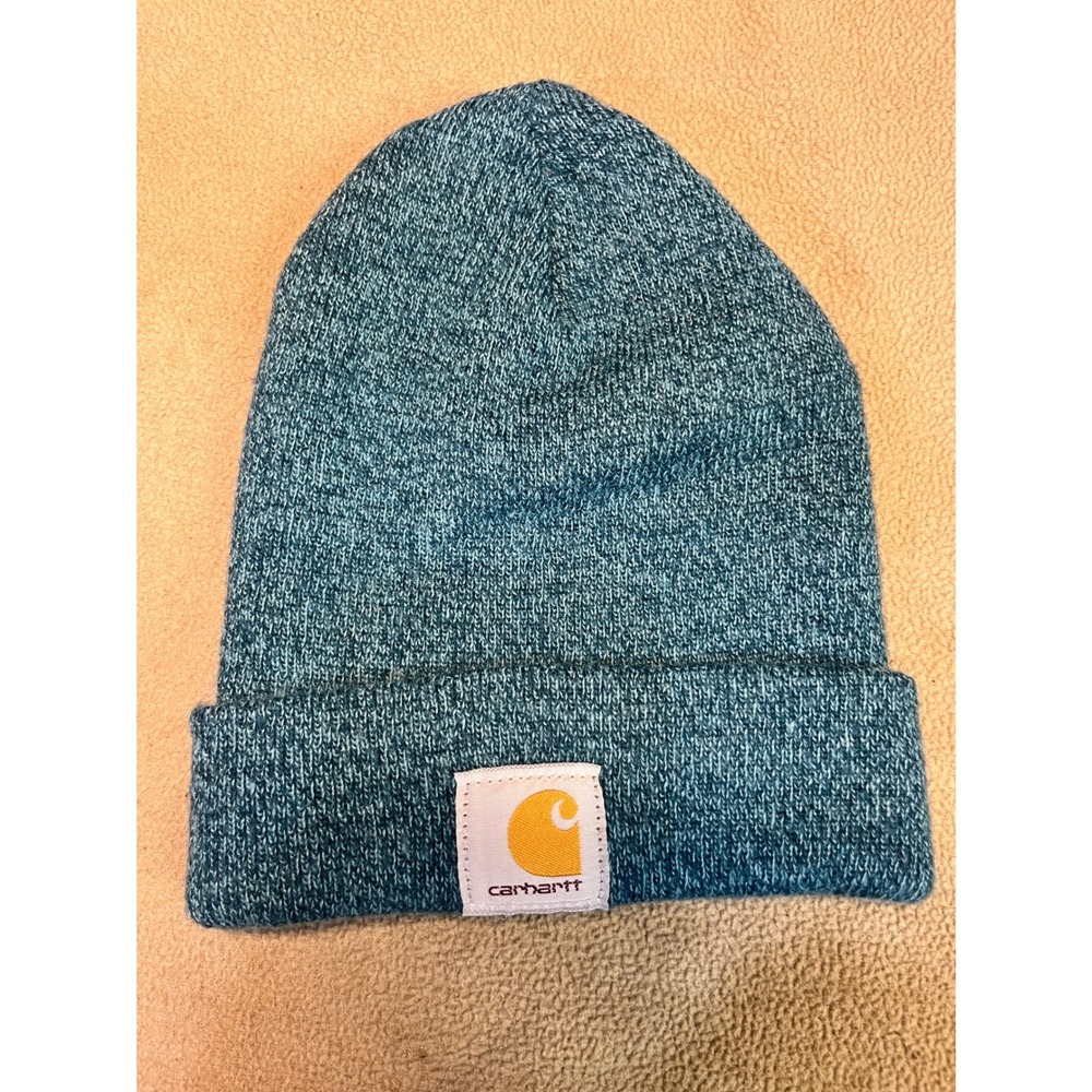 Carhartt A18 Acrylic Watch Hat Beanie Heathered Teal Blue Made in USA F21 OSFA